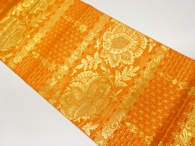 JAPANESE FUKURO OBI / WOVEN FLOWER ARABESQUE